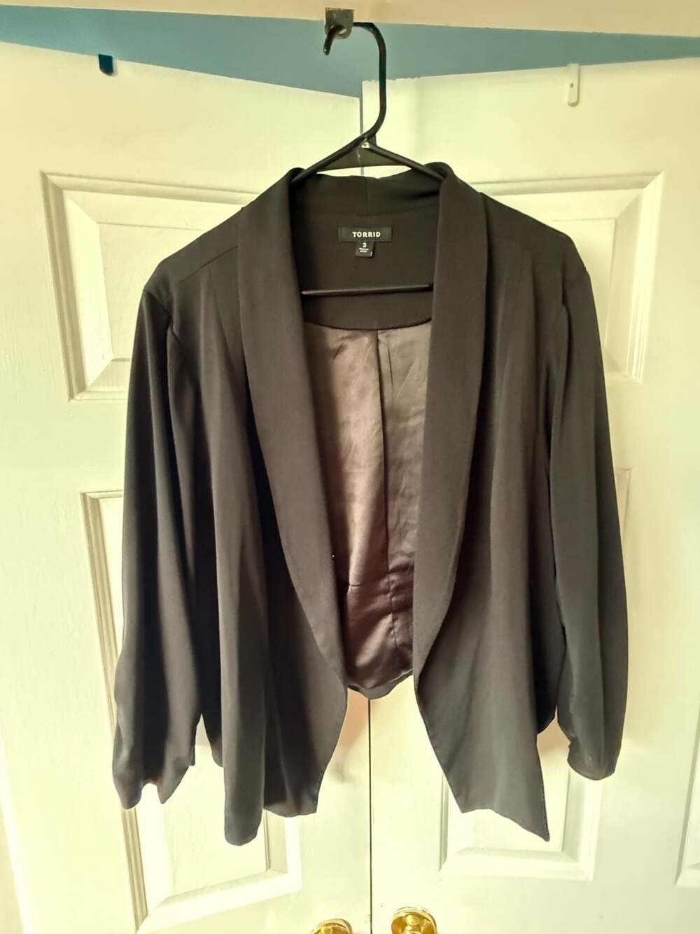 Torrid Black Shawl Collar Open Front Drape Blazer Light Weight Size 3